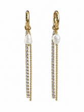 Load image into Gallery viewer, Pearl Chain Hoops Earrings