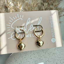 Load image into Gallery viewer, Heart Charms Huggies Earrings