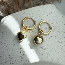 Load image into Gallery viewer, Heart Charms Huggies Earrings