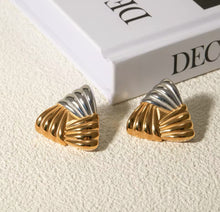 Load image into Gallery viewer, Gold &amp; Silver Triangular Earrings
