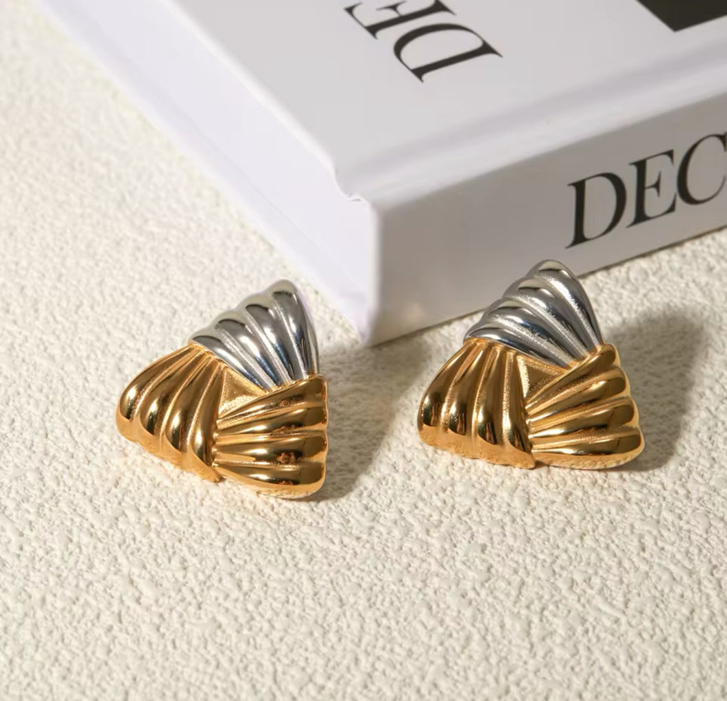 Gold & Silver Triangular Earrings