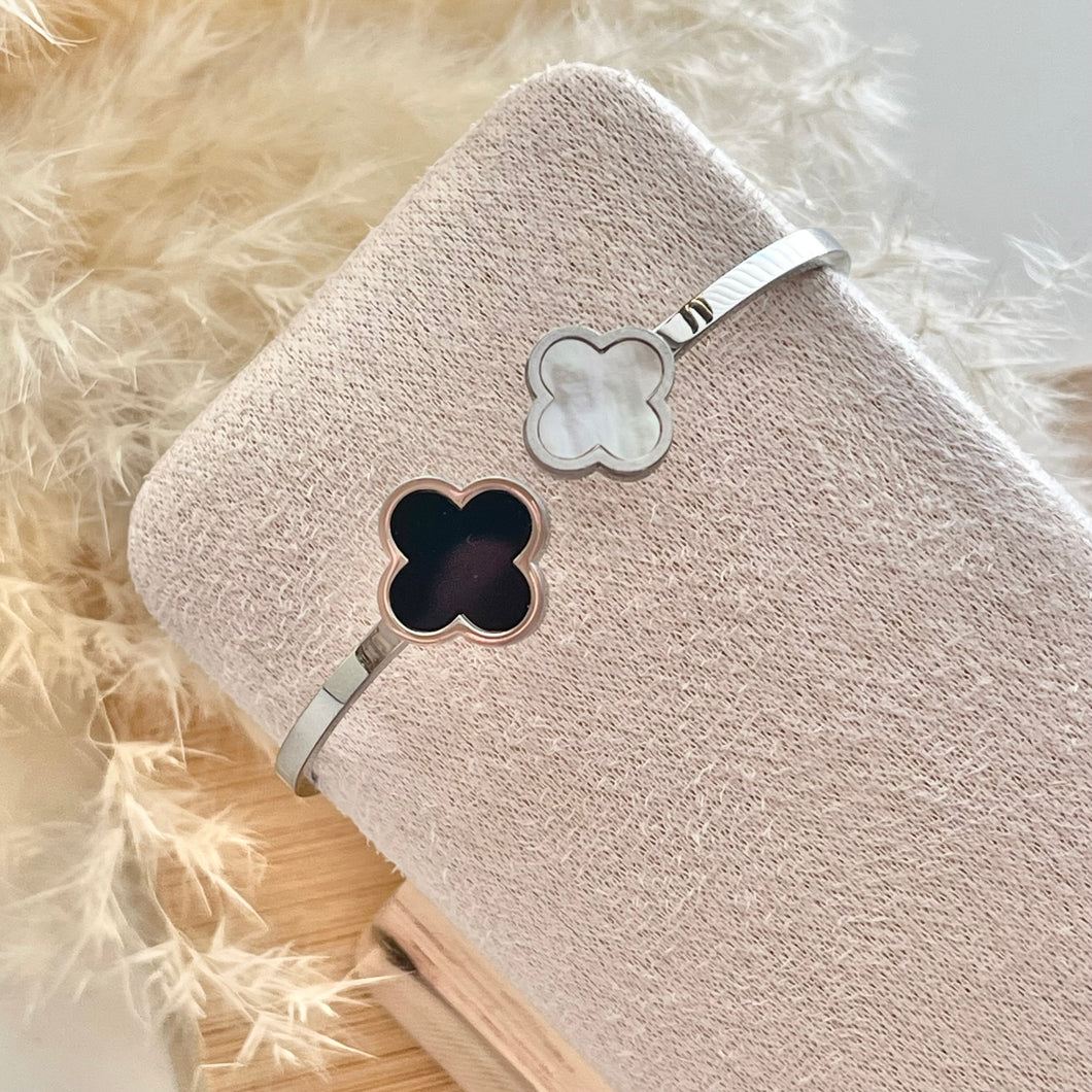 Silver Clover Bangle