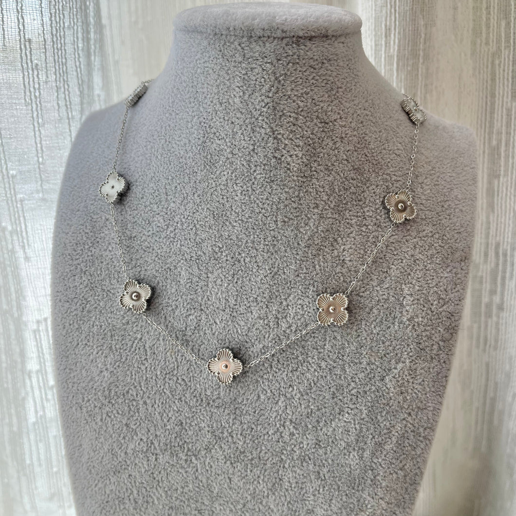 Silver Full Clover Set (Necklace & Earrings)