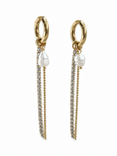 Load image into Gallery viewer, Pearl Chain Hoops Earrings
