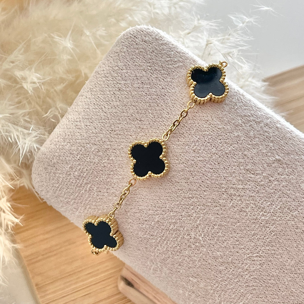 Black & Gold Clover Bracelet