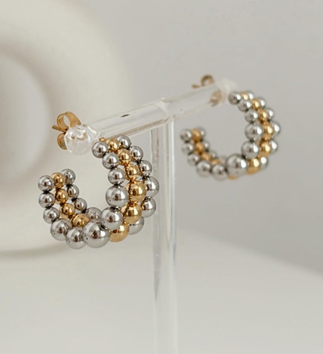 Beads Gold and Silver Hoops