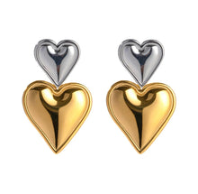 Load image into Gallery viewer, Gold and silver Heart Earrings
