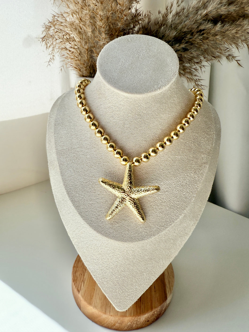 Golden Beads Starfish Necklace