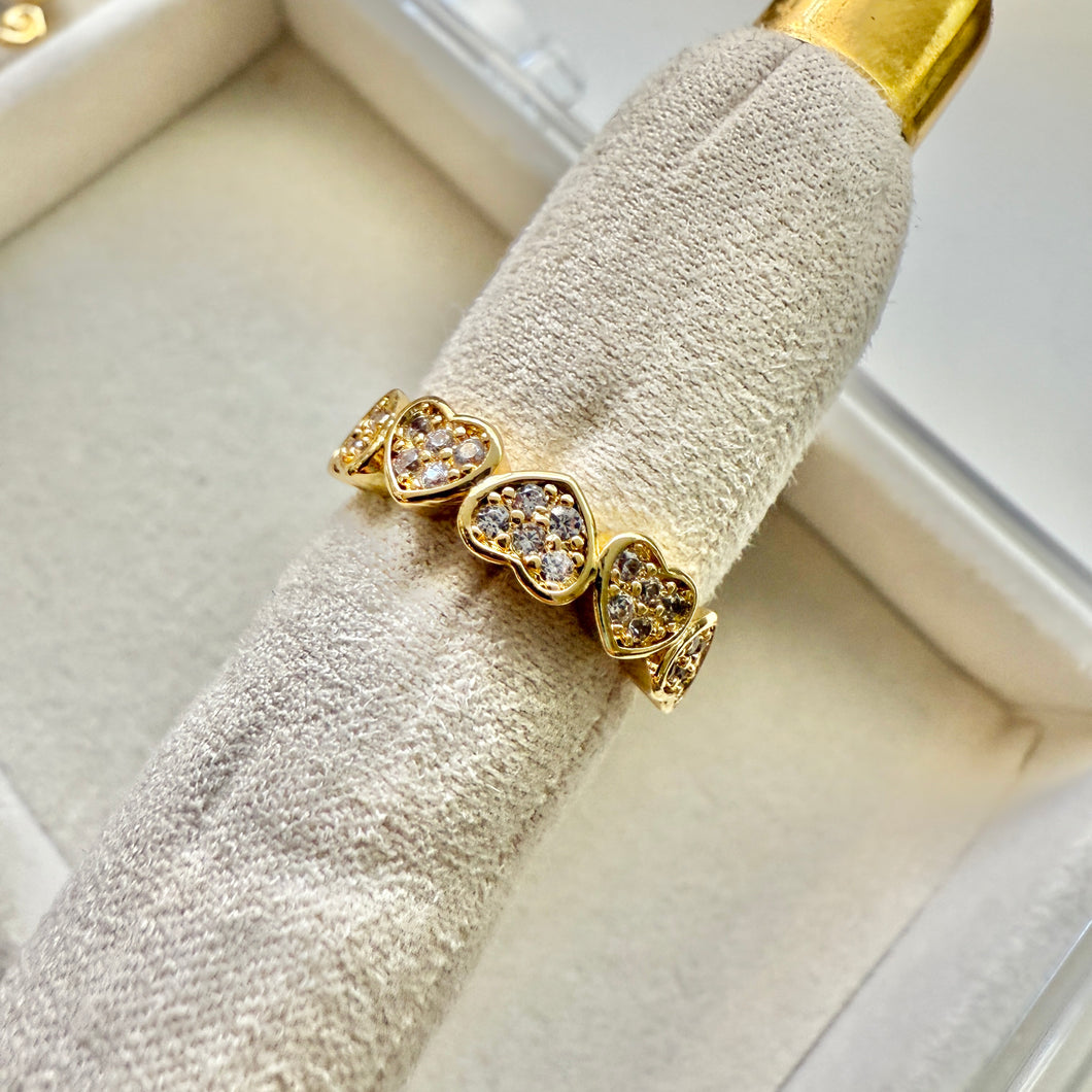 Cute Zirconia Hearts Ring
