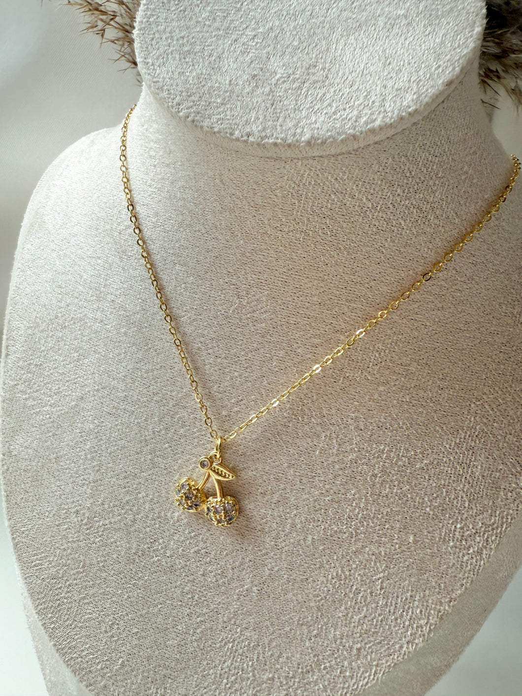 Zirconia Golden Cherry Necklace