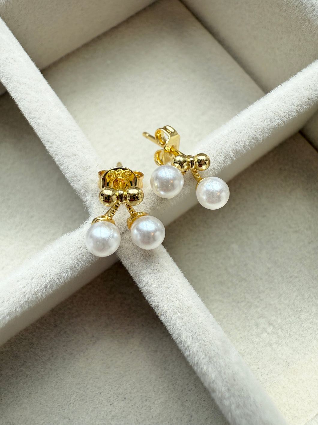 Tiny Pearl Cherries Earrings