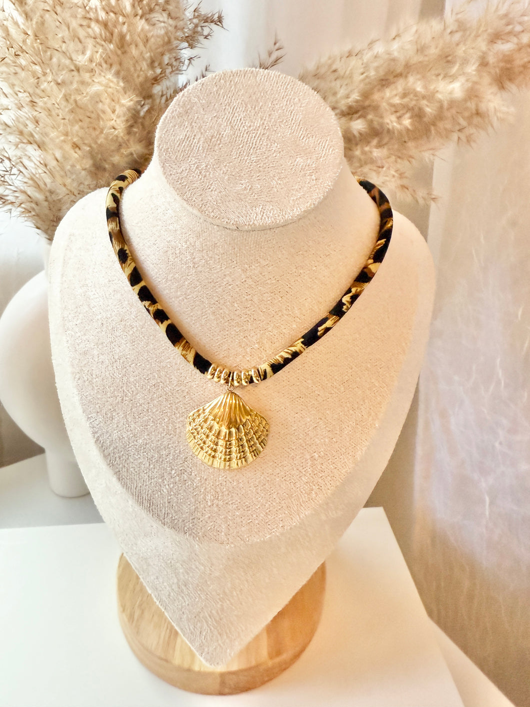 Animal Print Bandana Shell Necklace