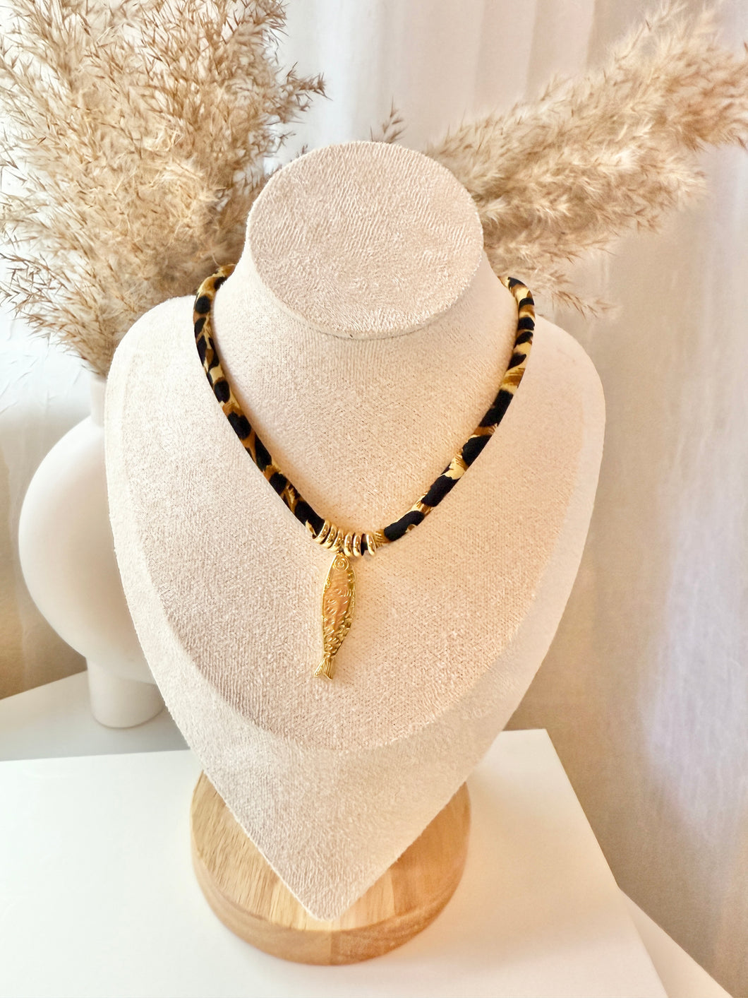 Animal Print Bandana Fish Necklace