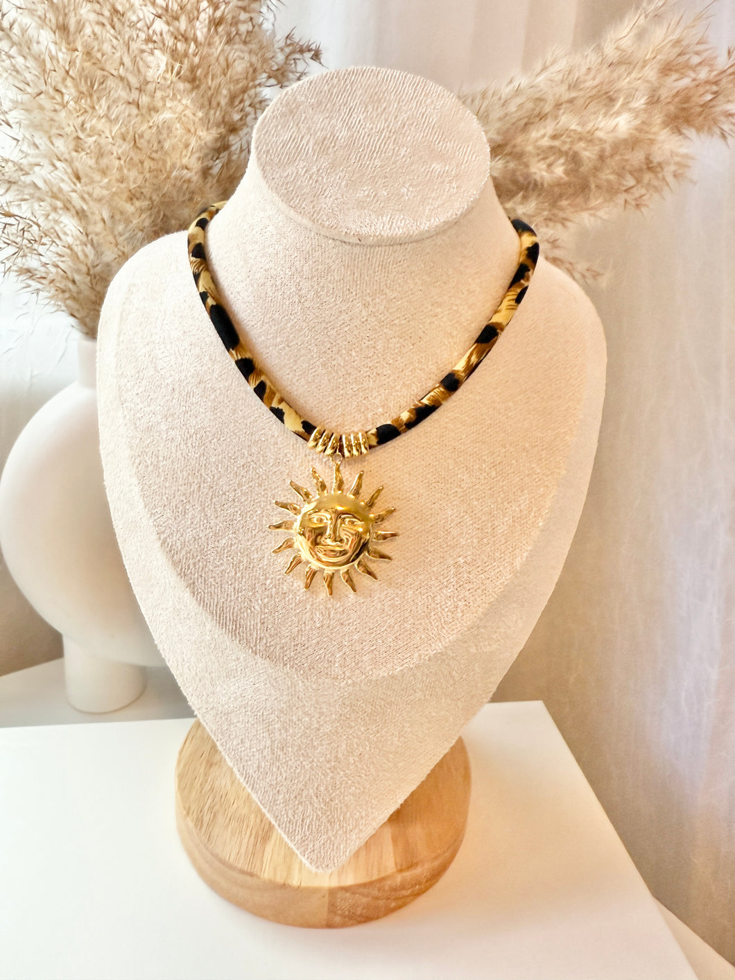 Animal Print Bandana Sun  Necklace