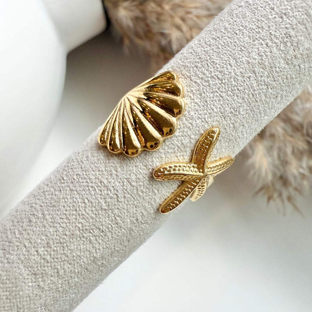 Shell and Starfish Adjustable Ring