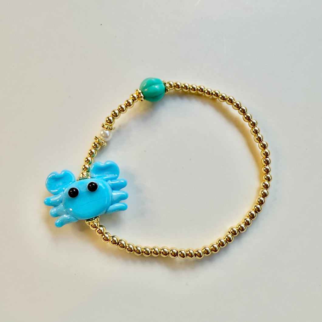 Sea Beads Crab Blue Bracelet