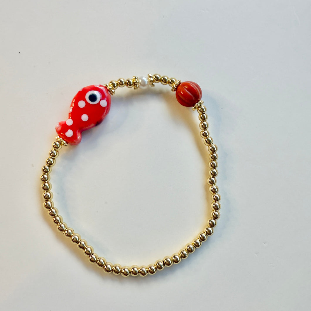 Sea Beads Fish Red Bracelet