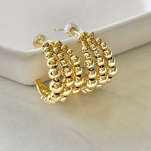 Load image into Gallery viewer, Beads Gold Hoops
