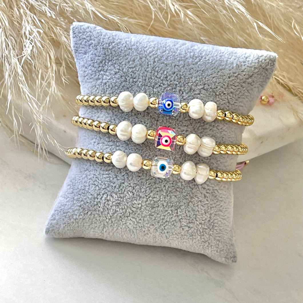 Evil Eye Crystal Cube Color Bracelet