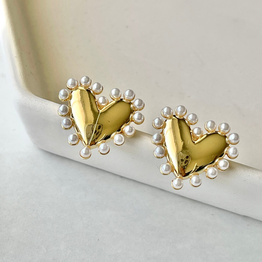 Pearl Heart Earrings