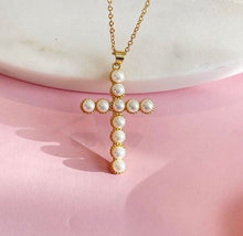 Load image into Gallery viewer, Pearl Cross Necklace
