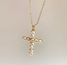 Load image into Gallery viewer, Pearl Cross Necklace
