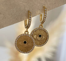 Load image into Gallery viewer, Evil Eye Huggies Earrings
