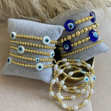 Load image into Gallery viewer, Evil Eye Pearl Bracelet
