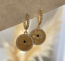 Load image into Gallery viewer, Evil Eye Huggies Earrings
