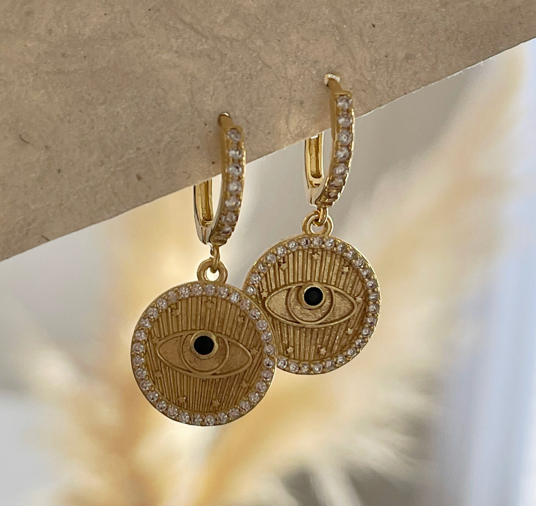 Evil Eye Huggies Earrings