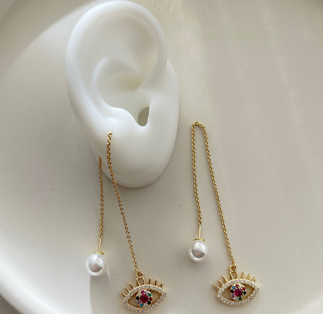 Eye Chain Threader  Earrings (colors)